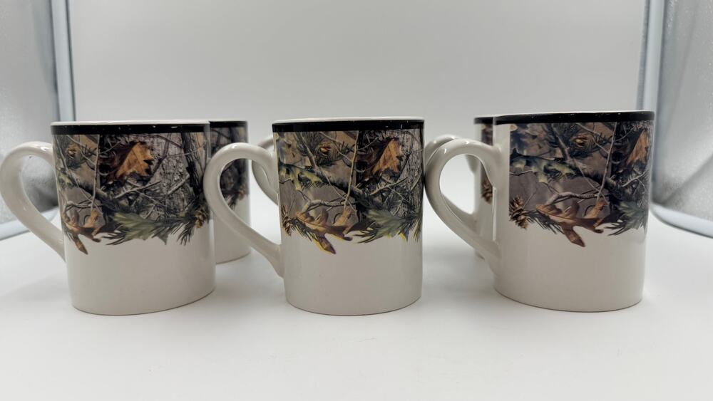 Bass Pro Shops Realtree APG Camo Coffee Mugs Set of 6 Ceramic Hunting Cabin